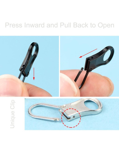 Tirador de Cremallera Desmontable Mizeer 4pcs Negro para Ropa