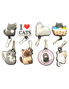 Tiradores de Cremallera Avirgo Set de 8 Gatos para Mochilas