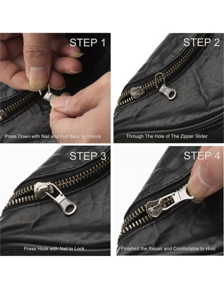 Tirador de Cremallera Desmontable Mizeer 4pcs Negro para Ropa