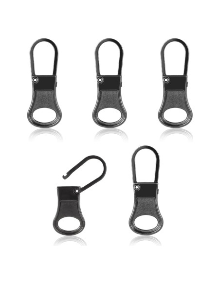 5 Tiradores de Cremallera Desmontables NQEUEPN Metal Gris