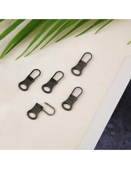 5 Tiradores de Cremallera Desmontables NQEUEPN Metal Gris