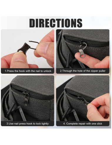 5 Tiradores de Cremallera Desmontables NQEUEPN Metal Gris