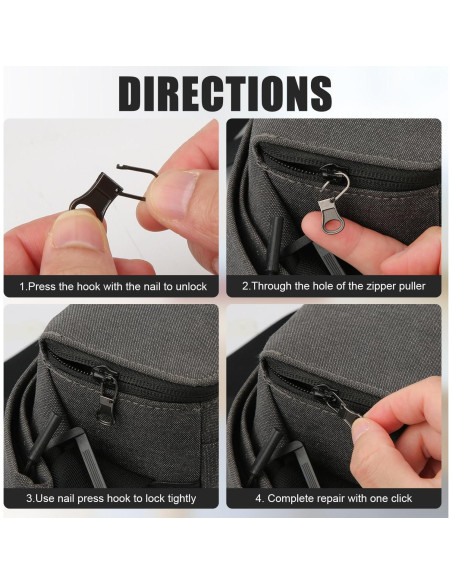 5 Tiradores de Cremallera Desmontables NQEUEPN Metal Gris