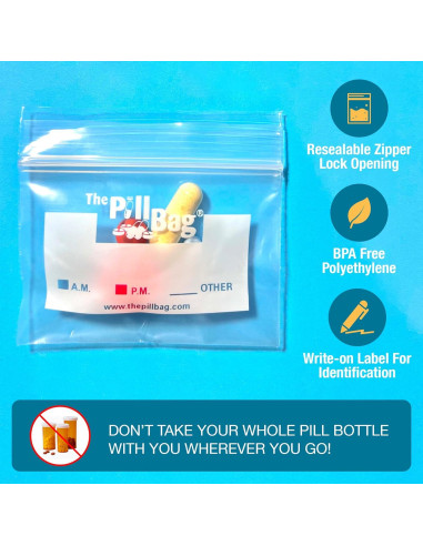 100 Bolsas Reutilizables ThePillBag para Pastillas y Viajes