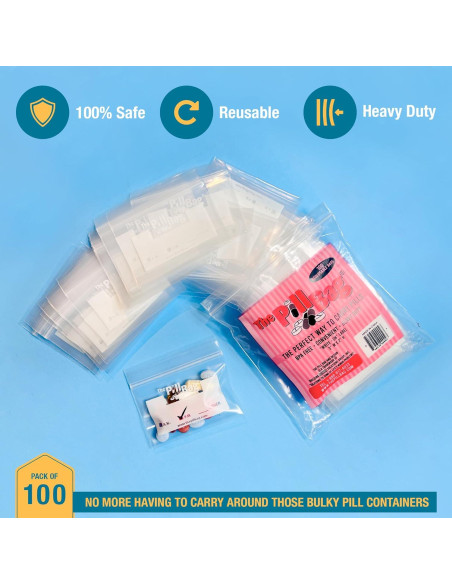 100 Bolsas Reutilizables ThePillBag para Pastillas y Viajes