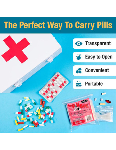 100 Bolsas Reutilizables ThePillBag para Pastillas y Viajes
