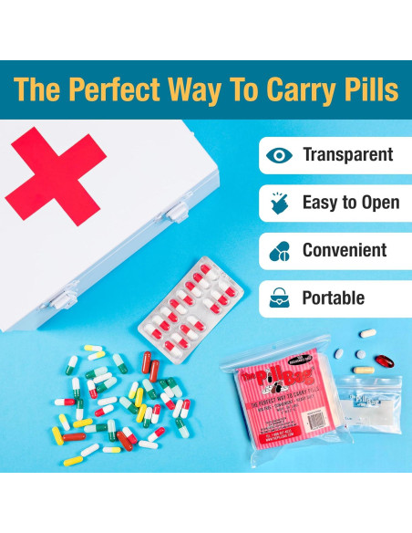 100 Bolsas Reutilizables ThePillBag para Pastillas y Viajes