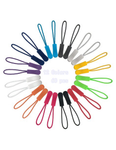 60 Tiradores de Cremallera Fbshicung en 12 Colores Nylon 6.5cm