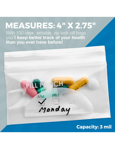 Bolsas de Pouch para Pastillas MEDca - 100 Unidades 10.16x6.99cm