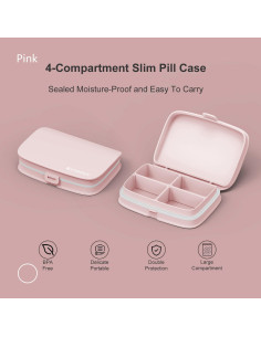 Estuche de Pastillas Slim ZDQZC - Organizador Portátil Rosa 2