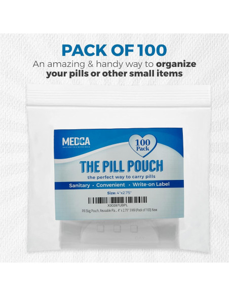 Bolsas de Pouch para Pastillas MEDca - 100 Unidades 10.16x6.99cm