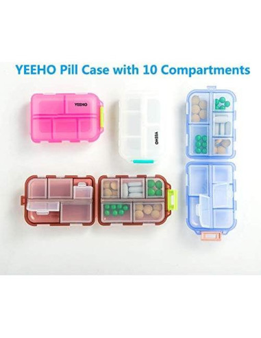 Estuche organizador de pastillas YEEHO 10 compartimentos