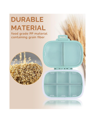 Organizador de Pastillas de Viaje MEACOLIA Verde 8 Compartimentos
