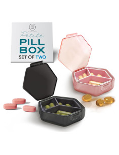 Conjunto de Organizador de Pastillas Compacto Mimi Medcessories - Rosa y Acero