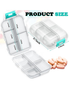 Organizador de Pastillas de Viaje Meekoo 8 Pcs Transparente 2