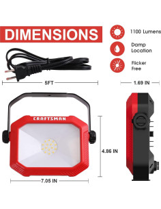 Luz de Trabajo LED CRAFTSMAN 1100 Lúmenes 4000K Portátil 2