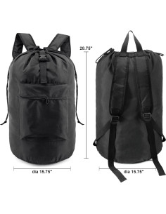BeeGreen Mochila de Lavandería Negra 40x86 cm con Cierre y Bolsillo 2