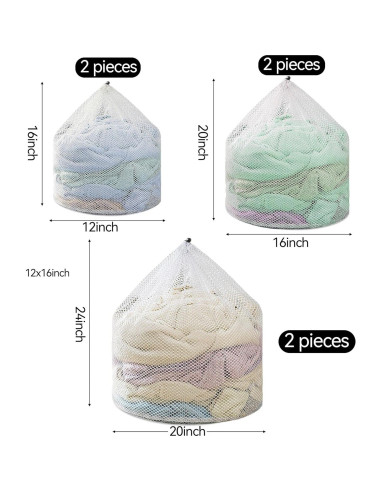 3 Bolsas de Lavado de Malla Nufiwra 30x40cm 40x50cm 50x60cm