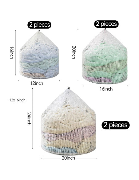 3 Bolsas de Lavado de Malla Nufiwra 30x40cm 40x50cm 50x60cm