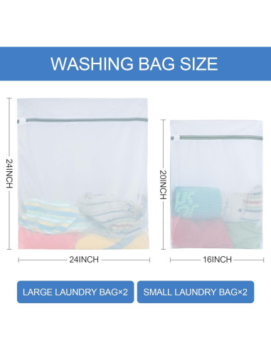 4 Bolsas de Malla para Lavandería Genérico - Tamaño Grande