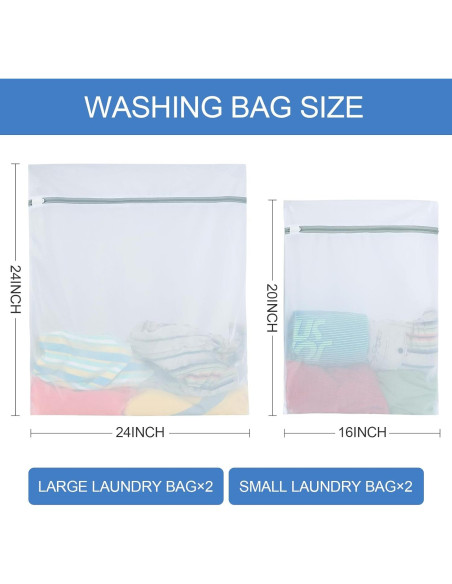 4 Bolsas de Malla para Lavandería Genérico - Tamaño Grande