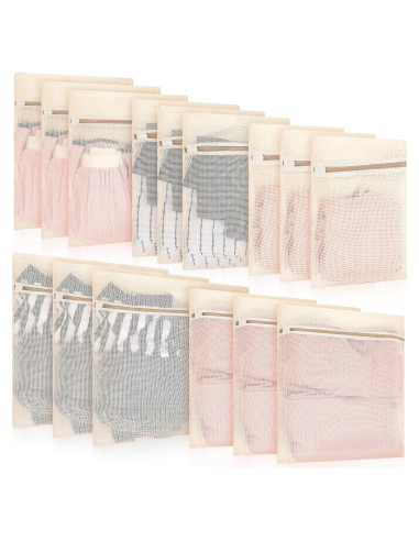 15 Bolsas de Lavandería de Malla Algodón Reallnaive 40x25cm
