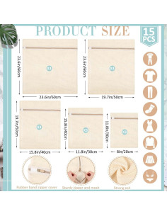 15 Bolsas de Lavandería de Malla Algodón Reallnaive 40x25cm 2