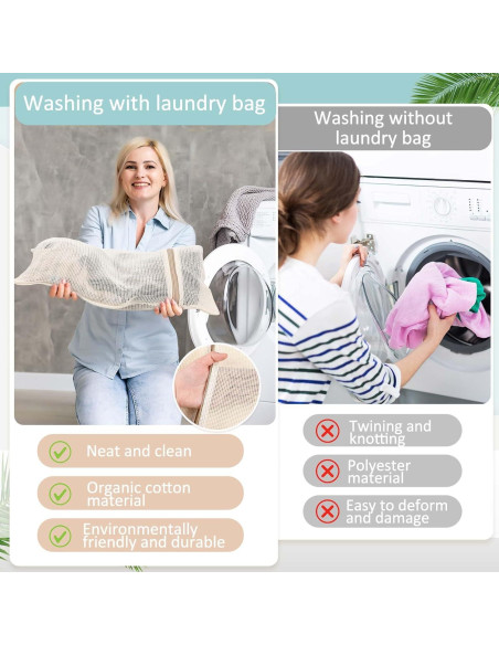 15 Bolsas de Lavandería de Malla Algodón Reallnaive 40x25cm