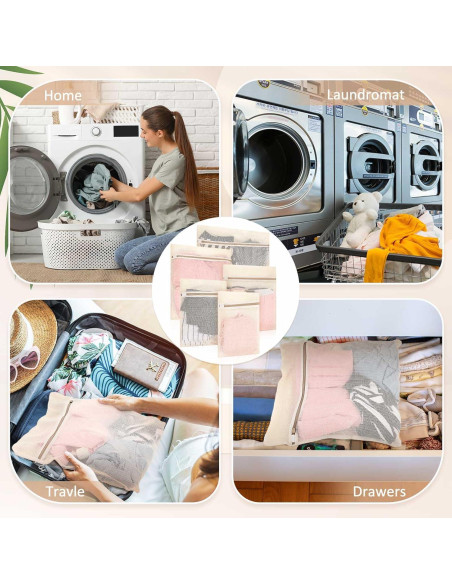 15 Bolsas de Lavandería de Malla Algodón Reallnaive 40x25cm