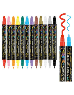 Marcadores de Pintura Acrílica Betem 12 Colores Doble Punta