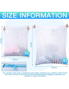 Windyun 4 Piezas Bolsas de Malla para Lavandería 110x90cm y 60x80cm 2
