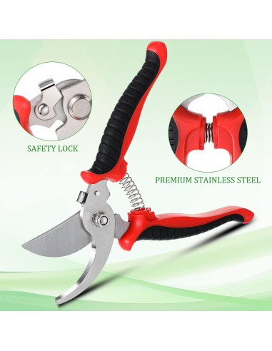 6 Tijeras de Jardín Bypass Kigeli 19 cm Acero Inoxidable