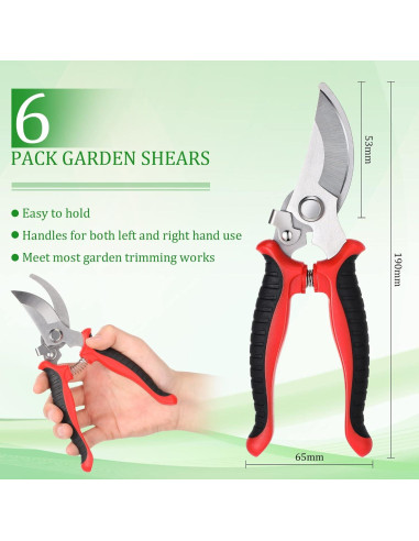 6 Tijeras de Jardín Bypass Kigeli 19 cm Acero Inoxidable