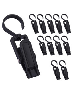 12 Ganchos Colgantes Giratorios Ningrou de Plástico Negro