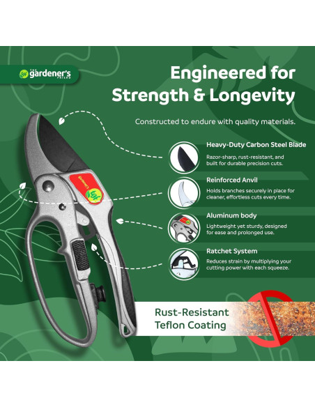 Tijeras de Podar Ratchet El Amigo del Jardinero 205mm Tijeras de Podar Ratchet El Amigo del Jardinero 205mm