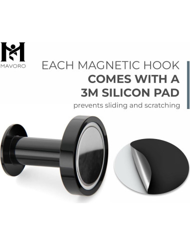 Ganchos Magnéticos Fuertes Mavoro Negro - Juego de 2