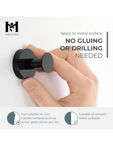 Ganchos Magnéticos Fuertes Mavoro Negro - Juego de 2