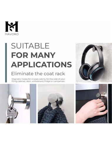 Ganchos Magnéticos Fuertes Mavoro Negro - Juego de 2
