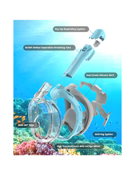 Máscara de Snorkel Completa ACURE Niños 3-8 Años Antivaho