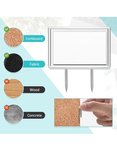 Alfileres de Cubículo Plateados Amylove - 10 Piezas 3.05x2.03cm