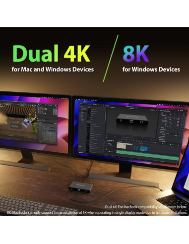 Dock IOGEAR Thunderbolt 4 Mini 8K Doble 4K USB-C 40 Gbps