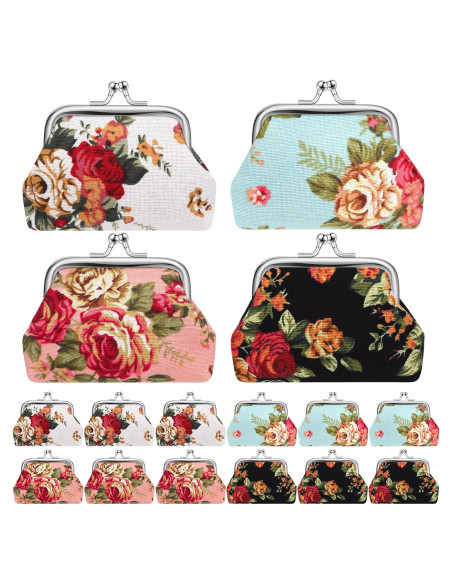 16 Monederos Florales de Lienzo SilTriangle 10x7.6 cm