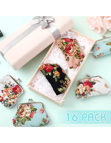 16 Monederos Florales de Lienzo SilTriangle 10x7.6 cm