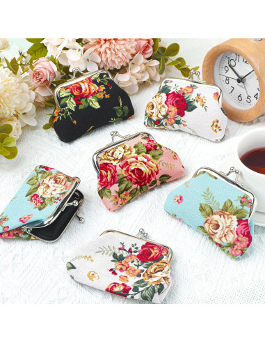 16 Monederos Florales de Lienzo SilTriangle 10x7.6 cm