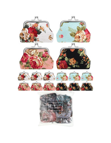 16 Monederos Florales de Lienzo SilTriangle 10x7.6 cm