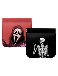 Monedero Mini BHAHB 2 Pcs Cuero PU Compacto Calavera