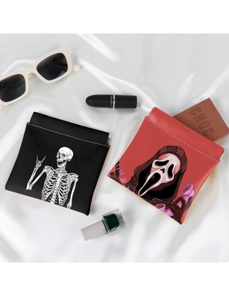 Monedero Mini BHAHB 2 Pcs Cuero PU Compacto Calavera