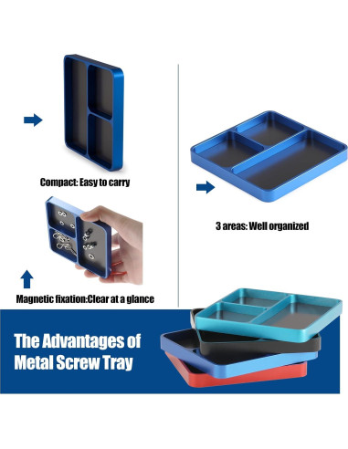 Bandeja Magnética de Tornillos Shaluoman 9.9cm Azul