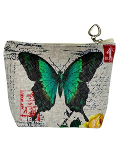 Monedero Mariposa Evenchae Verde Esmeralda Cuero PU 12x8 cm
