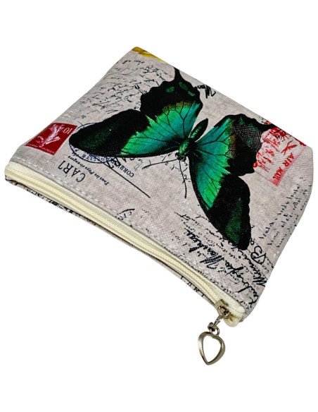 Monedero Mariposa Evenchae Verde Esmeralda Cuero PU 12x8 cm